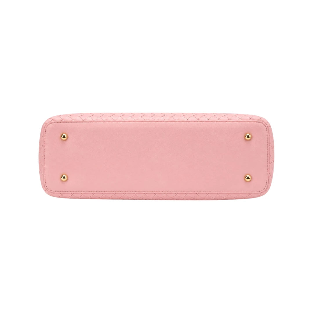 Qazira Roselle Pink Woven PU Leather Handbag