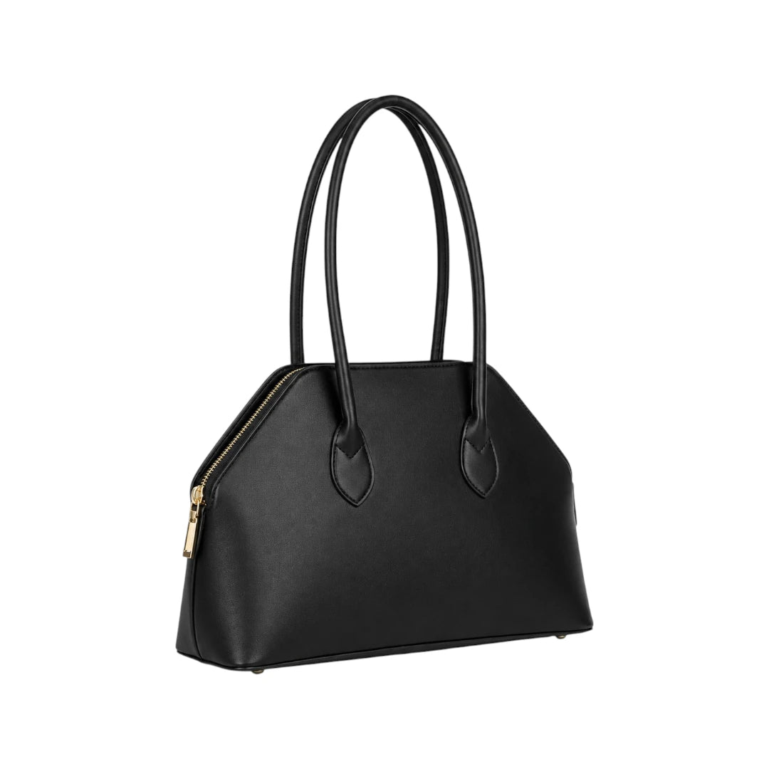 Qazira Classic Black PU Leather Shoulder Bag