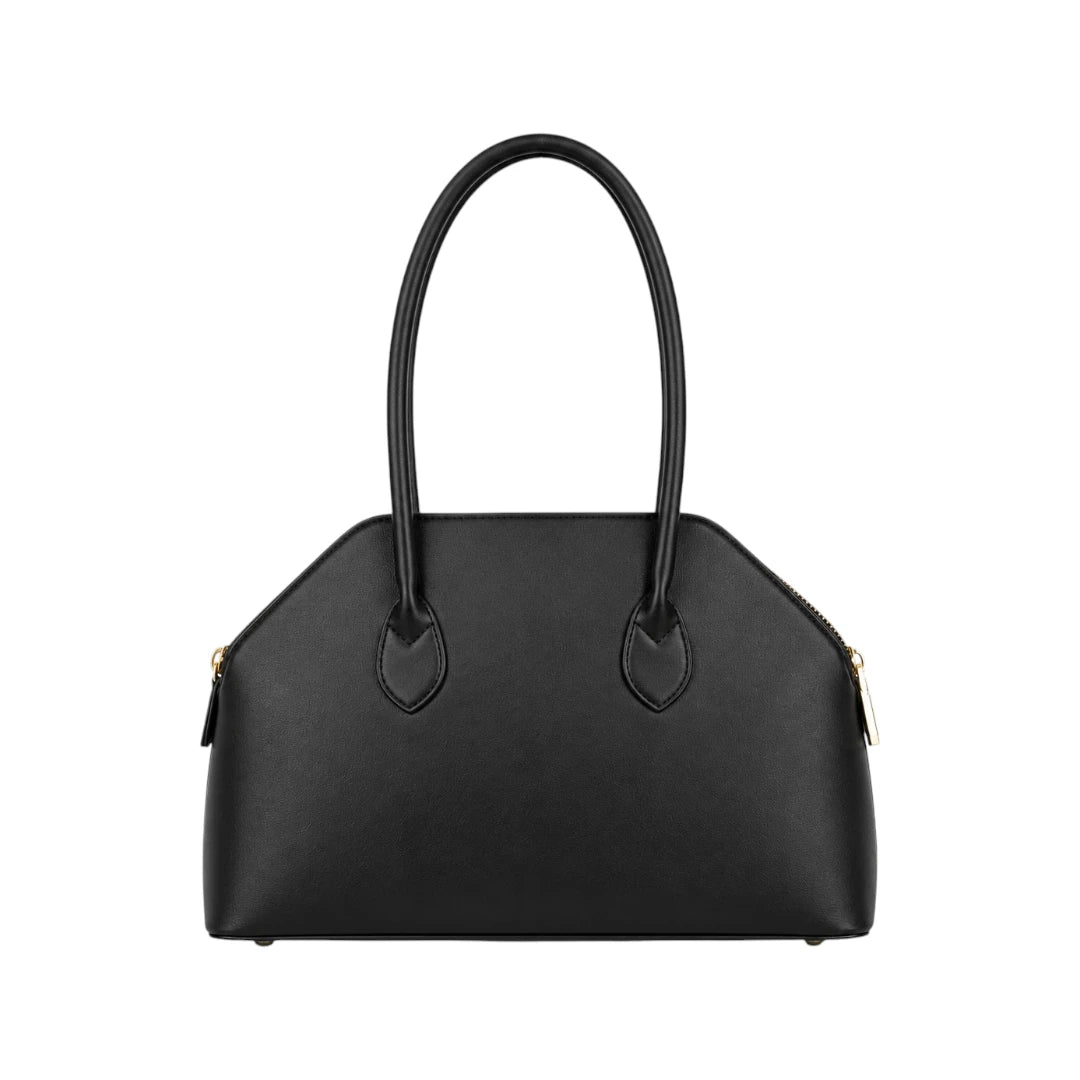 Qazira Classic Black PU Leather Shoulder Bag
