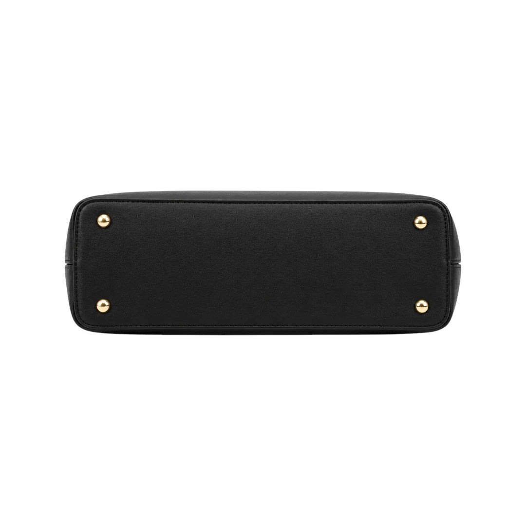 Qazira Classic Black PU Leather Shoulder Bag