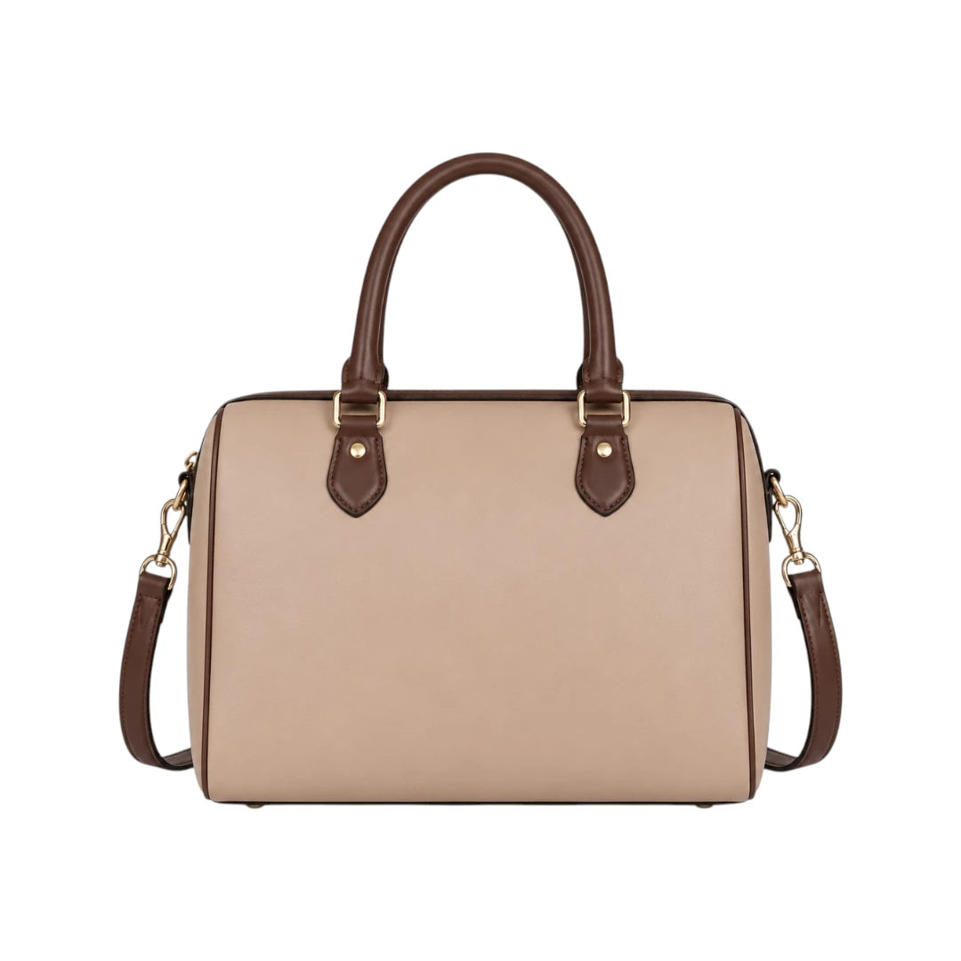 Qazira Classic Brown PU Leather Satchel Bag