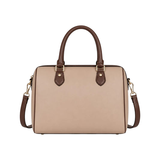 Qazira Classic Brown PU Leather Satchel Bag