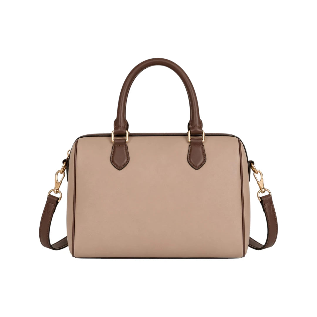 Qazira Classic Brown PU Leather Satchel Bag