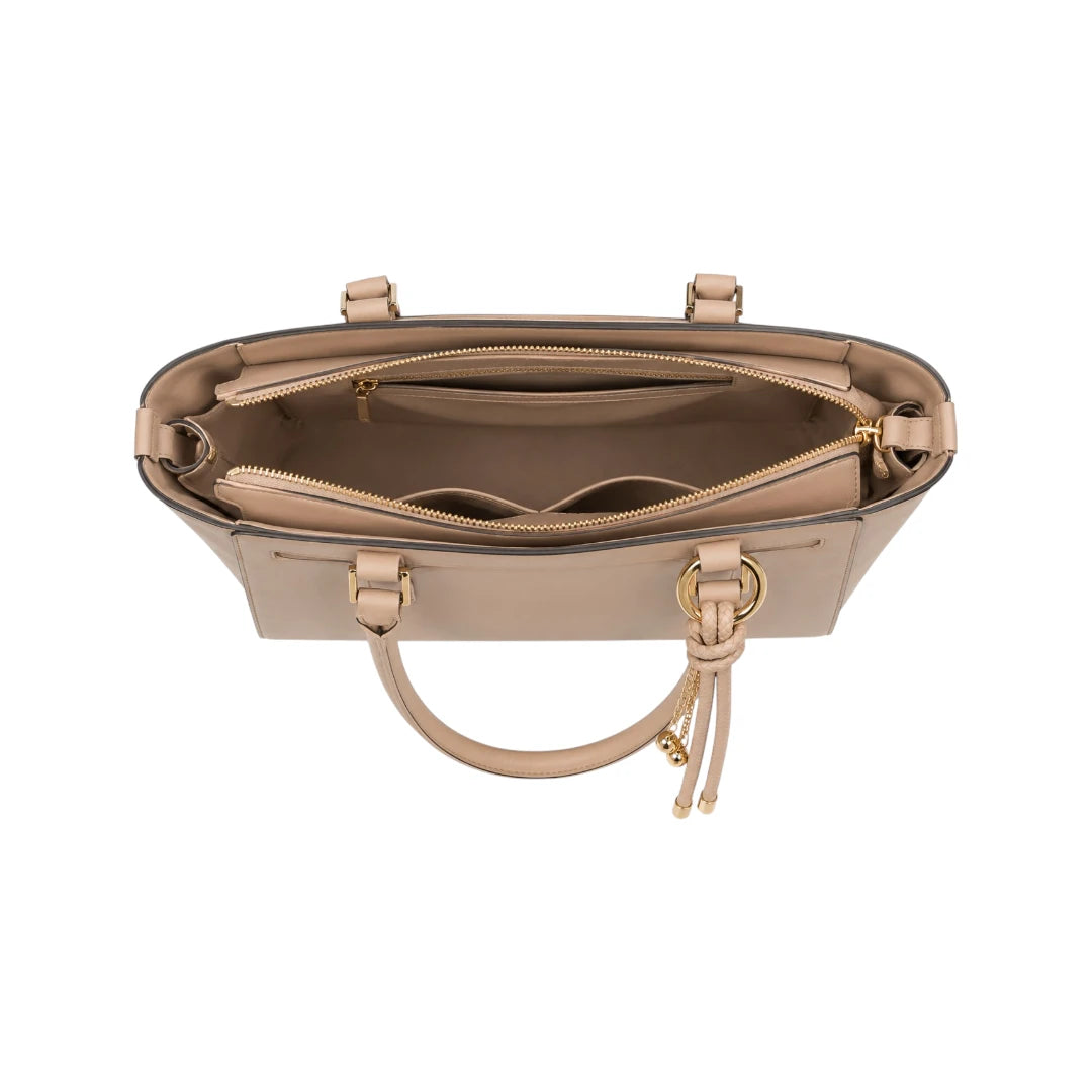 Qazira Elegant Beige PU Leather Satchel Bag