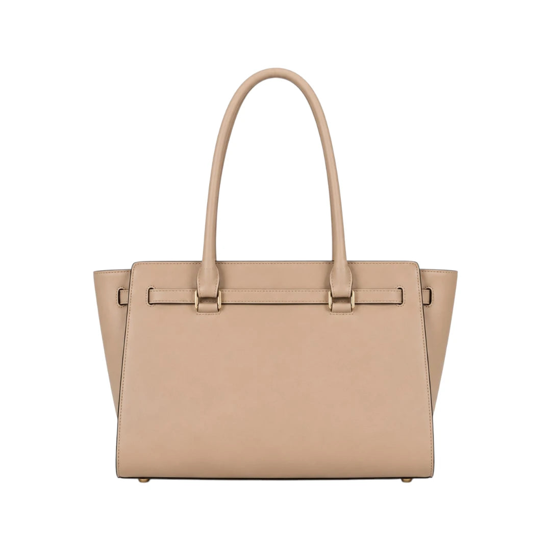 Qazira Elegant Beige PU Leather Satchel Bag