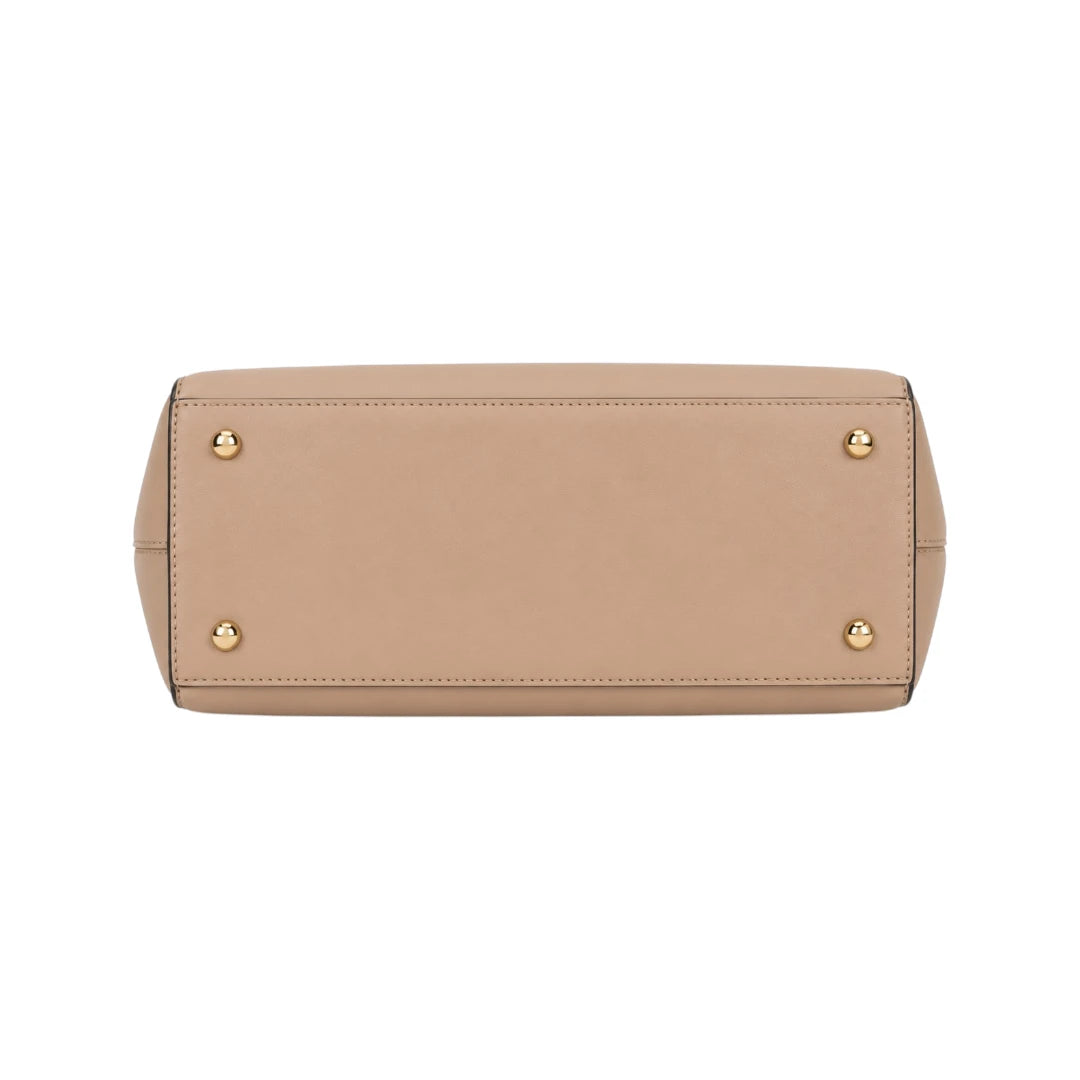 Qazira Elegant Beige PU Leather Satchel Bag