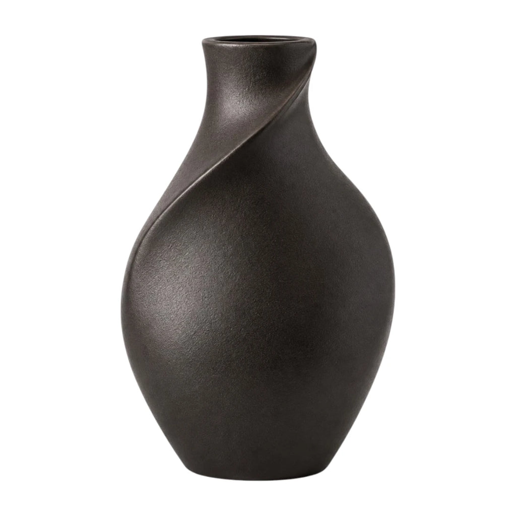 Qazira Matte Black Ceramic Vase - Twisted Spiral Sculptural Decorative Vase