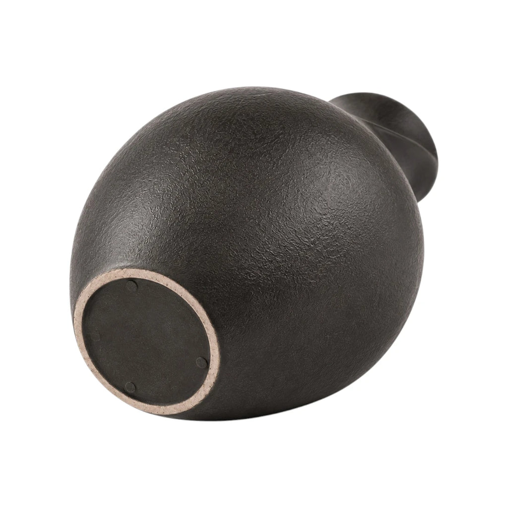 Qazira Matte Black Ceramic Vase - Twisted Spiral Sculptural Decorative Vase