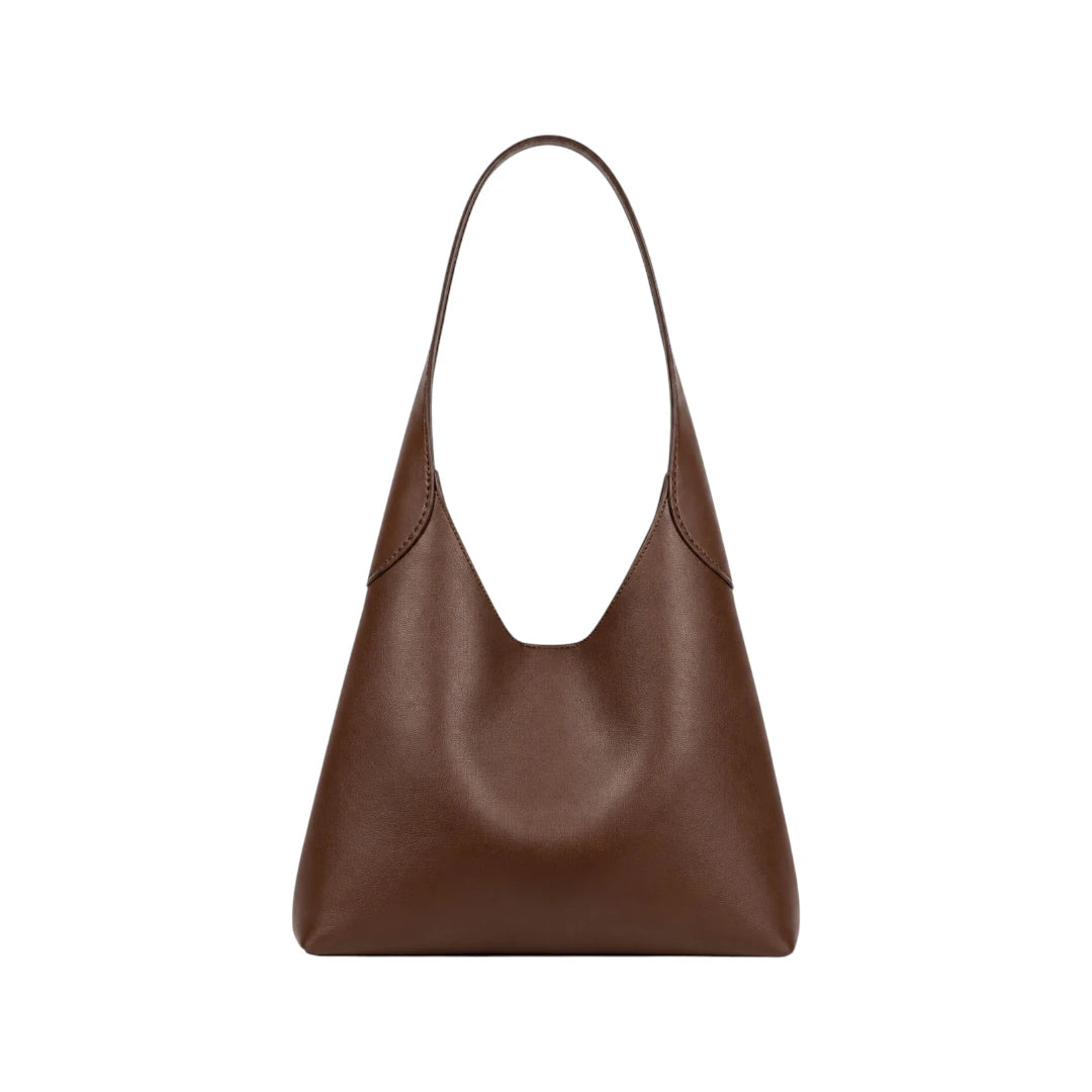 Qazira Minimalist Brown PU Leather Shoulder Bag
