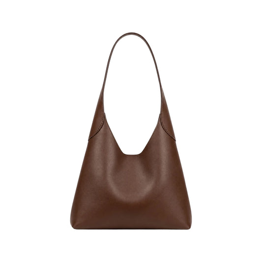 Qazira Minimalist Brown PU Leather Shoulder Bag