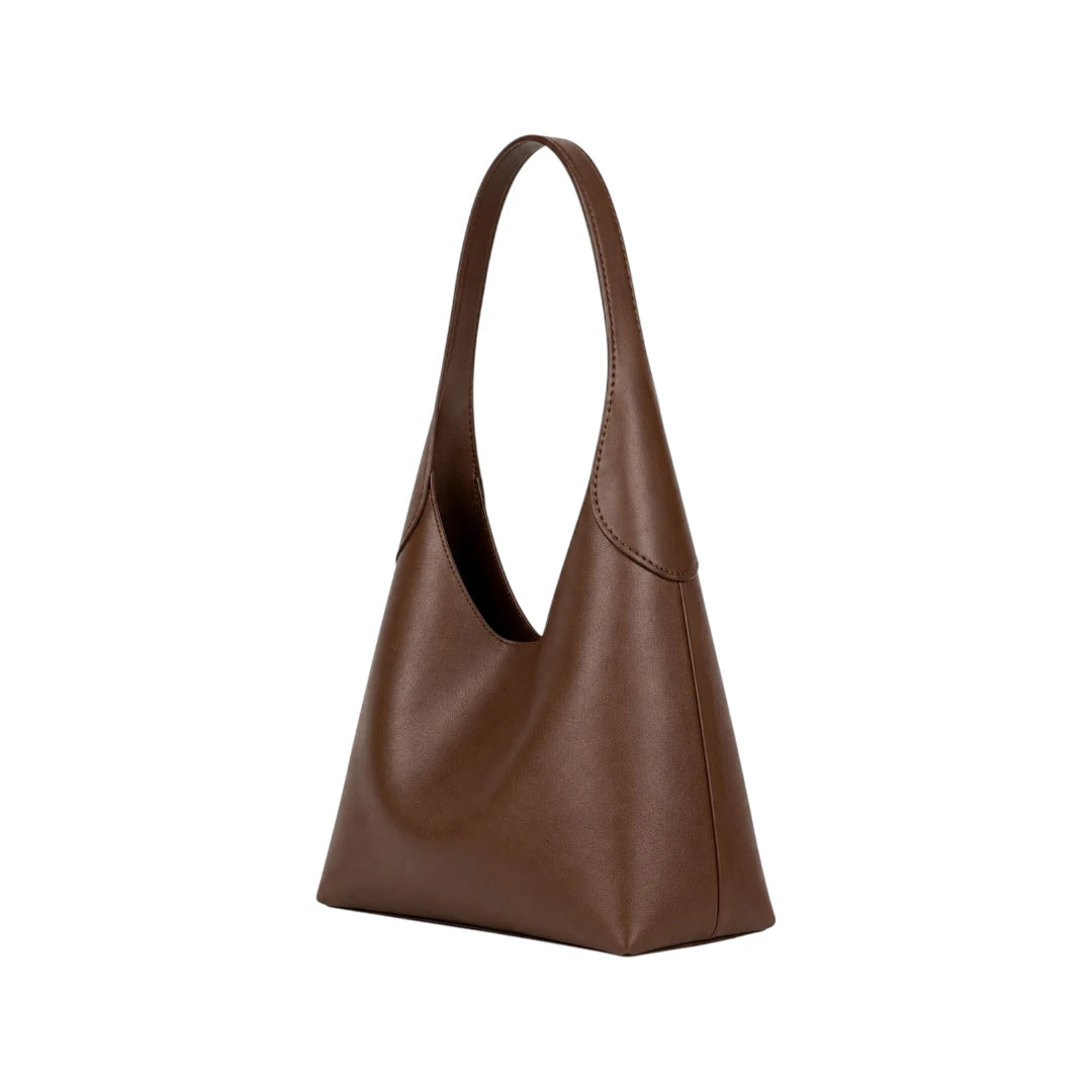 Qazira Minimalist Brown PU Leather Shoulder Bag