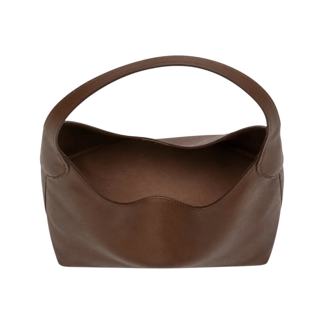 Qazira Minimalist Brown PU Leather Shoulder Bag