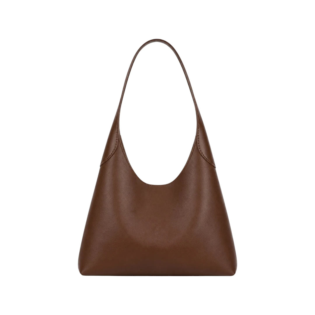 Qazira Minimalist Brown PU Leather Shoulder Bag