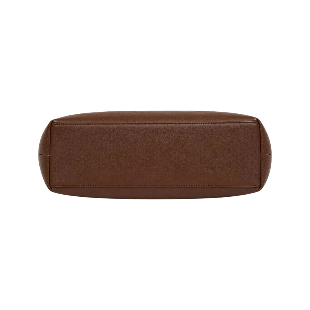 Qazira Minimalist Brown PU Leather Shoulder Bag