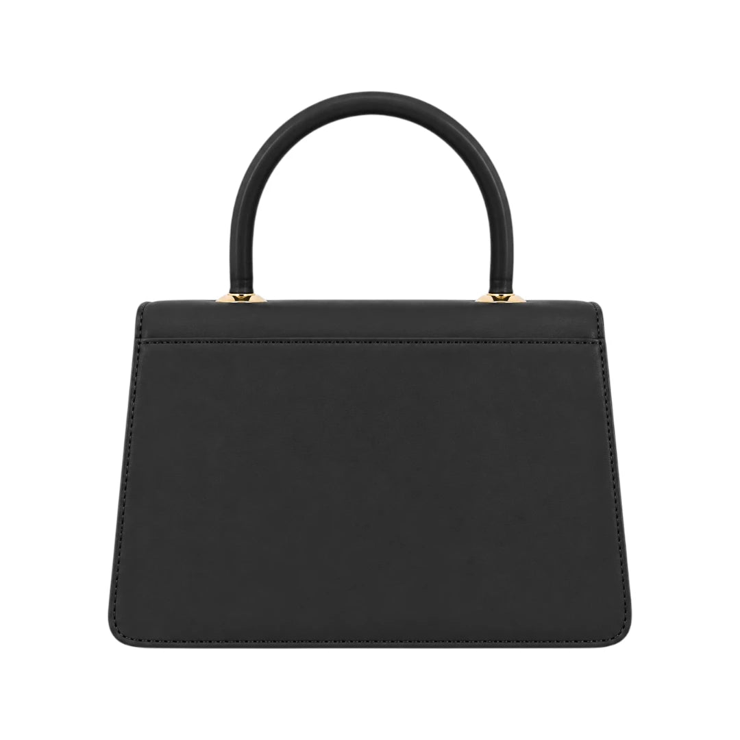 Qazira Noir Bow Black PU Leather Handbag