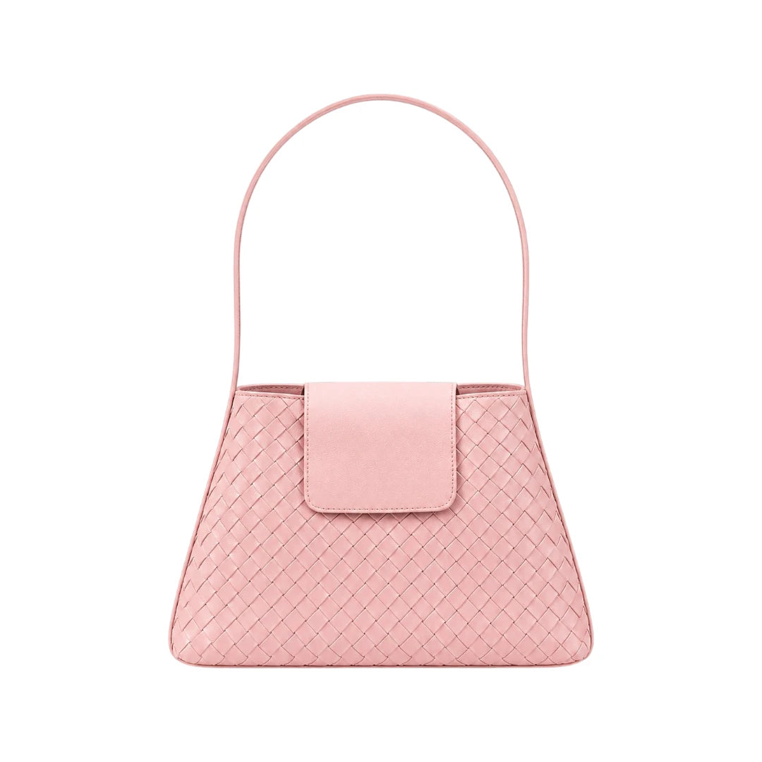 Qazira Roselle Pink Woven PU Leather Handbag