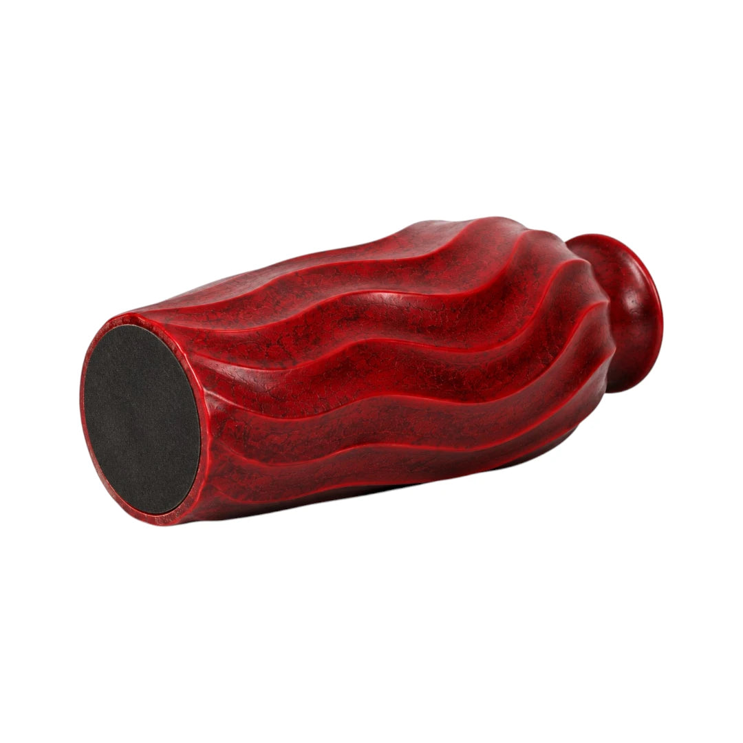 Qazira Ruby Red Wavy Textured Large Floor Vase - Sculptural Statement Vase